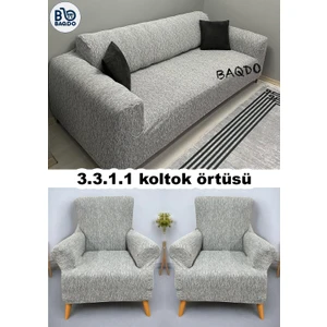 Koltuk Örtüsü 3+3+1+1 Takımı Lastikli Esnek Yıkanabilir Çekyat Kanepe Kılıfı.