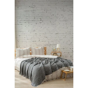 Easy Müslin Iplik Boya Çift Kişilik Yatak Örtüsü Antrasit