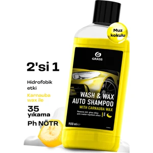 Cilalı Araba Yıkama Şampuanı Wash Wax 900ml Cilalı Oto Şampuanı & Boya Koruyucu, Hızlı Parlatıc, 2'si 1 Arada Formül
