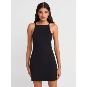 91438 Halter Yaka Mini Elbise-Siyah