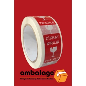 3 Adet Dikkat Kırılır Bandı Kırılır Etiketli Bant 45MM x 100M Koli Bant Hotmelt Koli Bandı