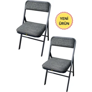 Hey Modüler Mobilya Hey 2'li Katlanır Kamp Sandalyesi Piknik Sandalyesi Gri