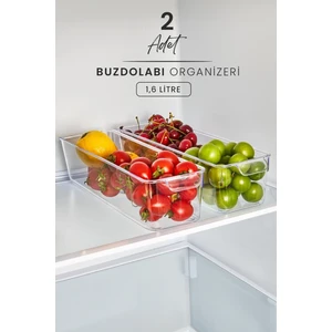 2'li Buzdolabı Içi Düzenleyici 1,6 Lt  - Sebze Meyve Saklama Kabı Organizeri