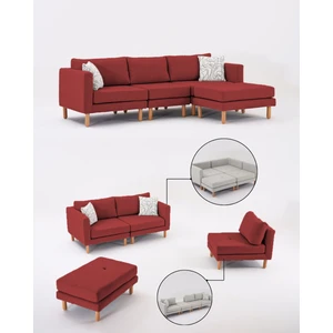 Velura Home & Living Armin Akıllı Köşe Koltuk Takımı & Modern Modüler Yataklı Köşe Takımı - Bordo