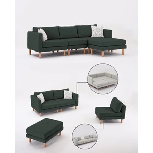Velura Home & Living Armin Akıllı Köşe Koltuk Takımı & Modern Modüler Yataklı Köşe Takımı - Koyu Yeşil