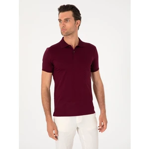 Erkek Bordo Slim Fit %100 Pamuk Polo Yaka T-shirt 50300721-VR014