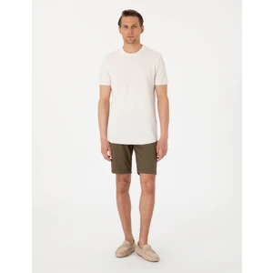 Pierre Cardin Erkek Haki Slim Fit Beli Lastikli Bağcıklı Dokuma Şort 50308148-VR027