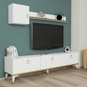 E4510 Vesta Tv Ünitesi Beyaz Gold Detaylı