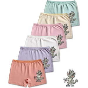 Giza Kids %95 Pamuklu Kız Çocuk Süprem Penye Boxer Külot Iç Çamaşır 6lı Set