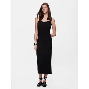 LTB Kadın  Askılı Geniş Yaka Siyah Elbise