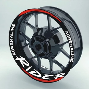 Şık Tasarım  Motosiklet Jant Şeridi Rider R25 Beyaz Yazı Kırmızı Şerit Sağ-Sol/ön-Arka