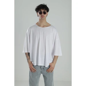 Fakir Kol Beyaz Oversize Viscon T-Shirt