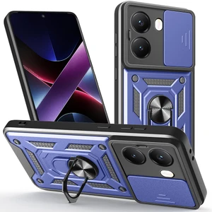 Poco X7 Pro Kılıf Magnetik Standlı Kamera Korumalı Tkdr Sürgülü Vega Kapak - Mavi