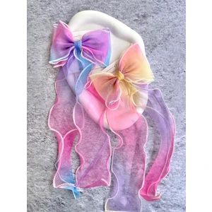 Toka Sepetim Uzun Kuyruklu Renki Organze Toka 1 Kadın İçin Renkli ve Desenli Aksesuar