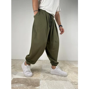 Erkek Pileli Haki Rahat Kalıp Yarım Şalvar Pantolon COC2090