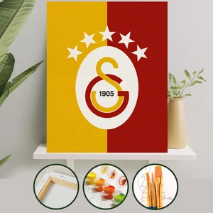 Sayılarla Boyama Tuval Seti Fırça Boya Dahil (Çıtalı) 40X50 cm - Galatasaray Logosu