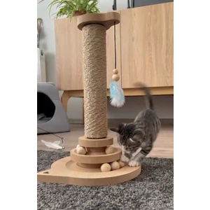 Kedi Tırmalama ve Ahşap Toplu Kedi Oyuncağı 41 cm