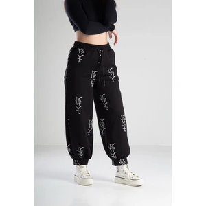 Chinese Desenli Siyah Pantolon