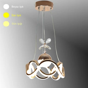 TT333-1TPL-FSR Tt Aydınlatma Dalgalı Model Fransız Sarı Kaplama Tek Toplu 3 Renk Modüllü Ledli Avize