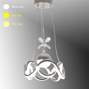 TT333-1TPL-KR Tt Aydınlatma Dalgalı Model Krom Kaplama Tek Toplu 3 Renk Modüllü Ledli Avize