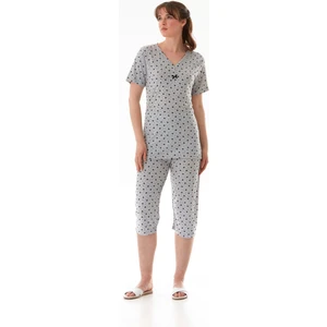 Kalp Desenli Kısa Kol Kapri Pijama Takımı