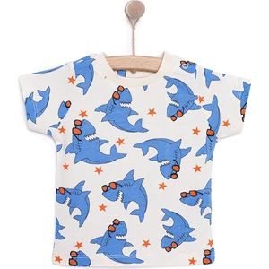 Hellobaby Basic Erkek Köpek Balığı Baskılı T-Shirt Erkek Bebek