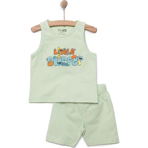 Hellobaby Erkek Bebek Basic Tişört-Şort 2li Takım Bisiklet Yaka Reçme Paça Atlet Kol Yeşil