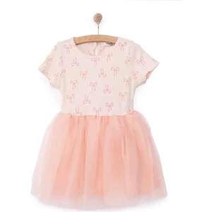 Hellobaby Kız Bebek Basic Elbise Bisiklet Yaka Kısa Kol Somon