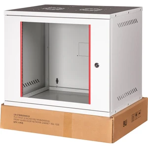 - 9u 19" Cam Kapaklı Duvar Tipi Rack Kabinet – Genişlik: 544 mm | Derinlik: 400 mm – Açık Gri (Demonte)