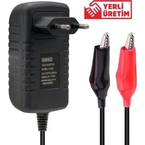 7.2 Volt 2 Amper Krokodil Uçlu Priz Tip Ledli Yerli Üretim Akü Şarj Cihazı