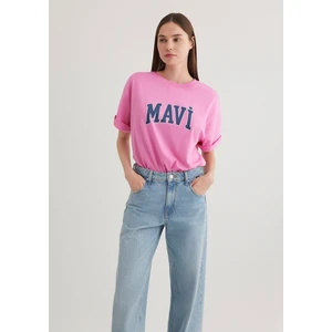 Mavi Logo Baskılı Pembe Tişört 1600843-71033
