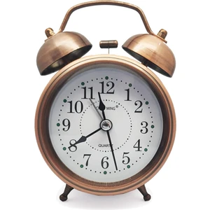 Tokmaklı Çanlı Yüksek Zil Sesli Metal Kasalı Pilli Işıklı Retro Nostaljik Çalar Saat