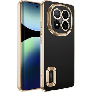 Xiaomi Redmi Note 14 Pro Plus Kılıf Kamera Lens Korumalı Logo Gösteren Şeffaf Parlak Kenarlı Kapak (Omega)