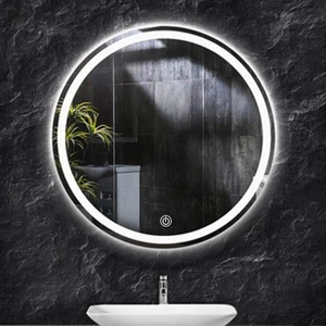 80 cm Çapında Beyaz LED Kumlamalı Işıklı Dokunmatik Ayna / Dekoratif Ayna / Banyo Aynası / Yuvarlak Ayna/ışıklı Ayna/