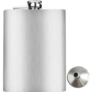 8 Oz 235 cc Vida Kapaklı Çelik Viski Cep Matarası(Hunili)