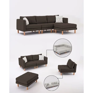 Velura Home & Living Armin Akıllı Köşe Koltuk Takımı & Modern Modüler Yataklı Köşe Takımı - Koyu Ceviz