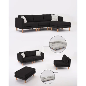 Velura Home & Living Armin Akıllı Köşe Koltuk Takımı & Modern Modüler Yataklı Köşe Takımı - Siyah