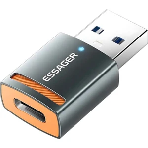 Essager LED Işıklı Usb3.0 To Type-C Otg Dönüştürücü Adaptör, 5gbps Veri Aktarım USB Type-C Dönüştürücü Adaptör