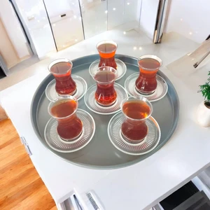 Tepsi Metal Büyük Çay Tepsisi Kahve Tepsisi Sunum Kahvaltı Tepsisi 37 cm Orta Boy