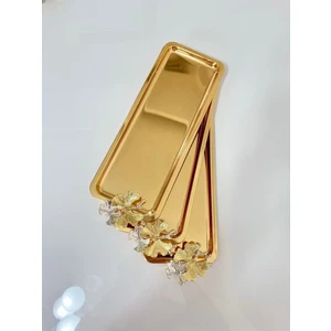 6'lı Lüx Baton Paslanmaz Çelik Kelebekli Gold Servis ,çay ,kahve ,ikramlık ve Sunum Tepsisi