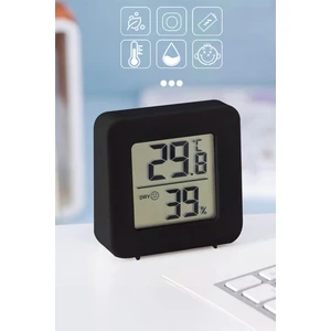 Mini Sıcaklık Nem Ölçer LCD Ekranlı Oda Termometre Duvara Takılabilen Masaüstü Isı Göstergesi Siyah
