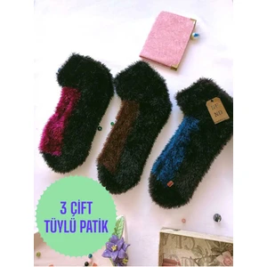 NF ND ENEFENDİ 3 Çift Tüylü Kışlık Termal Patik Dikişsiz Çorap Laci Kahve Fuşya Erkek Kadın Ev Parti Çorabı 36-41