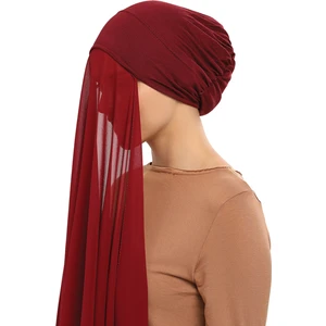Hazır Pratik Lüks Geçmeli Lastikli Boneli Şifon Şal-Bordo