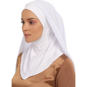 Hazır Lüks Pratik Hijablı Şifon Şal-Beyaz