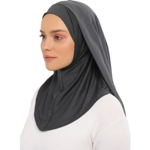 Hazır Lüks Pratik Hijablı Şifon Şal-Füme