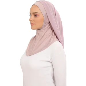 Hazır Lüks Pratik Hijablı Şifon Şal-Pudra