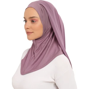 Hazır Lüks Pratik Hijablı Şifon Şal-Açık Maron
