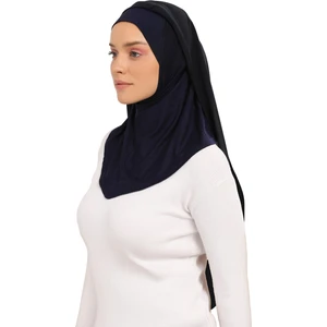 Hazır Lüks Pratik Hijablı Şifon Şal-Lacivert