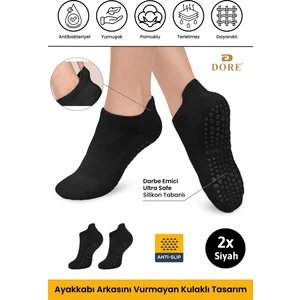 Orijinal Unisex Konfor Modeli 2 Çift Siyah Kaymaz Taban Pilates Yoga Için Kaydırmaz Patik Çorap Plates Bale Ve Spor Fitness
