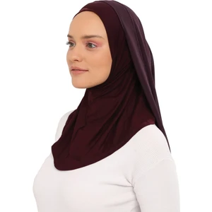 Hazır Lüks Pratik Hijablı Şifon Şal-Mürdüm